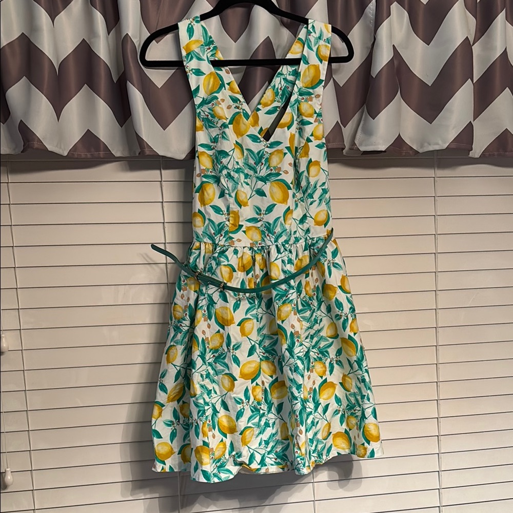 Vintage Lemon Print Sleeveless Dress